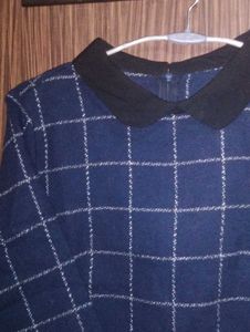 Blue Plaid Long Sleeve Top