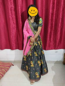 Embroidered grey heavy lehenga