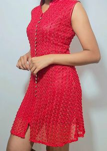 Red Stretchable Party Wear Mini Dress