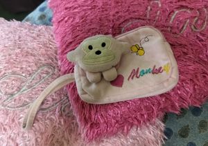 Cute pink double pocket pauch