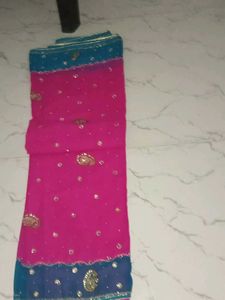 Elegant Pink &amp; Blue Saree