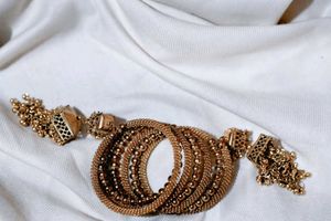 Vintage Gold Tone Beaded Bracelet Set