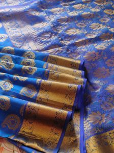 Blue &amp; Gold Silk Saree