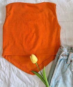 Orange Ribbed Tank