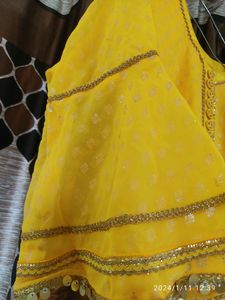 Haldi Outfit Lahenga Kurti Dupatta