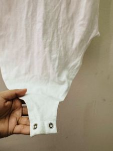 Zara White Fitted Collar Top