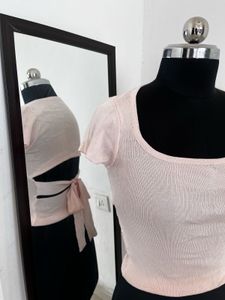 Pink Top Back Tie Up Detail