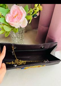 Peacock Embroidered Clutch