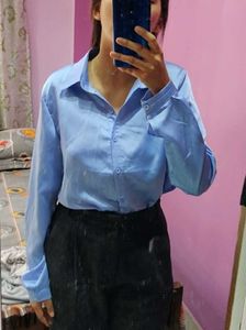 Blue PolySatin Shirt