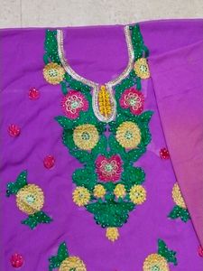 Embroidered Georgette Dress With Astar