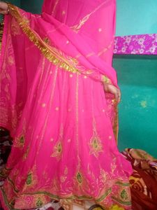 Bridal Pink Embroidery Lehenga Choli With Dupatta