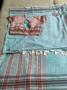 Striped Cotton Saree with Blouse