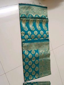Teal &amp; Gold Saree-2 Pieces