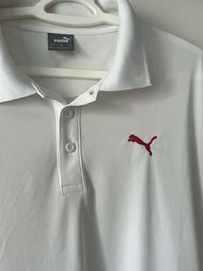 Puma White Long Sleeve Polo - Size Large