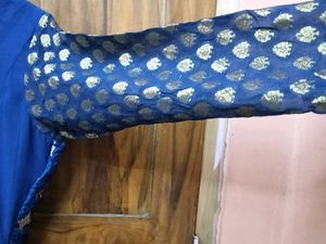 Less used Georgette Anarkali Kurti+Dupatta-NavyBlu
