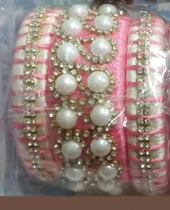 Silk Thread Bangles With Stone Work...