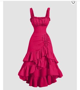 Pink Ruffle Tiered Midi Dress