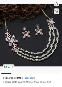 New Elegant Pink & White Cz Jewelry Set