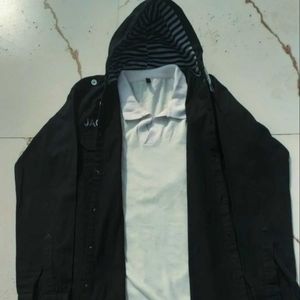 JAGUAR Black Hooded Casual Shirt