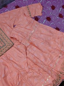 Peach Embroidered Kurta Set