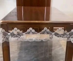 Transparent Table Cover with Lace Border