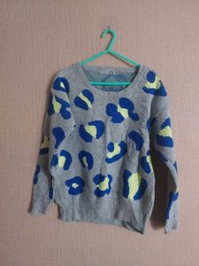 Animal Print Blue Sweater