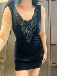 Black Beautiful Work Detailing Dress