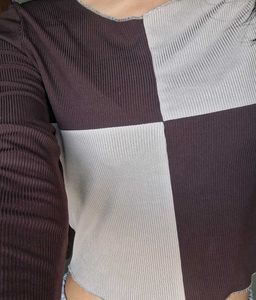 Patchwork Ribbed Long Sleeve Top