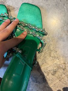 Zara Emerald Green Embellished Heels