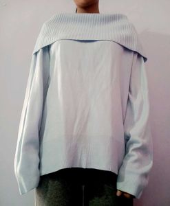 Elegant blue Off Shoulder Top