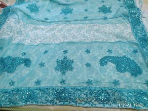 Georgette Saree With Net Sequence Work