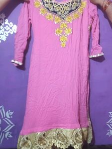 Pink Embroidered Kurti