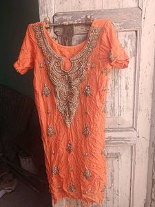 Orange Party Wear Kurta