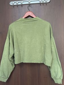 Green Good Vibes Cropped Sweatshirt Top Oversized