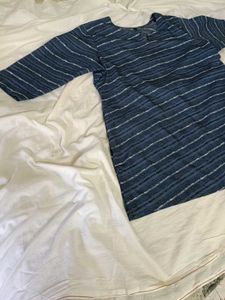 short kurti comfortable Blue Striped Kurta