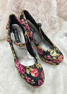 Branded Beyond Floral High Block Heels 3 Inches
