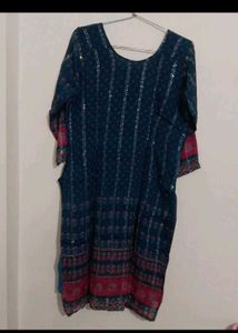 Teal Sequin Kurti multicolour 2xl kurta