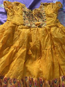 Girls&#39; Yellow Anarkali Dress