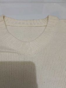 Vintage Cream V-Neck Sweater