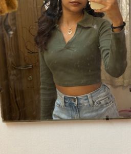 Olive Green Crop Top