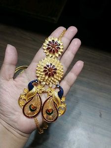 Gold Plated Peacock Necklace &amp; Bangles Set