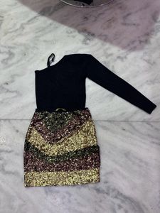 Combo Zudio Top And Sequin Short Skirt