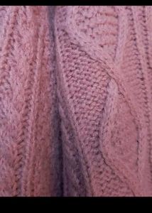 Knitted Pink V Neck Sweater