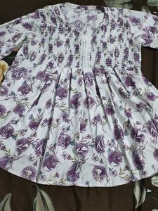 New White Top With Purple Prints