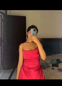 Perfect Backless Red Satin Dress