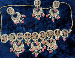 Elegant Pink &amp; Gold Jewelry Set