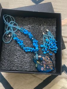 Blue Chip &amp; Murano Glass Jewelry Set