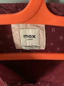 Max Men&#39;s Maroon Patterned Shirt - Large