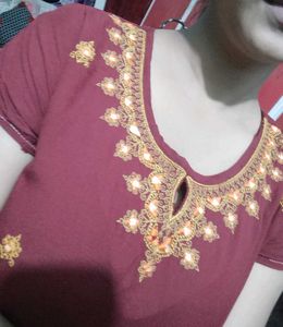 Elegant Maroon Embroidered Kurta