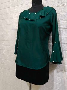 Green Pearl Embellished Top
